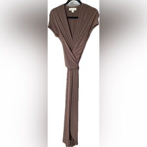 Michael Kors Brown Fabric with Gold Accentwrap around soft silky dress